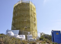 Les obres de restauració de la Torre Badum a Peníscola, en marxa