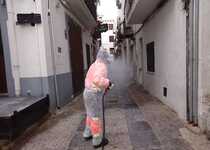 Peníscola segueix amb els treballs de desinfecció de vials, accessos a establiments i espais públics d'alta concurrència